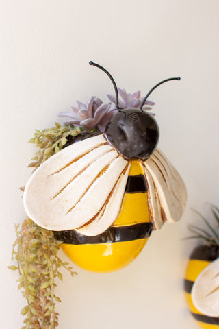 SET OF TWO CERAMIC BEES WALL PLANTERS