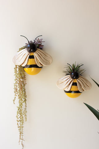 SET OF TWO CERAMIC BEES WALL PLANTERS