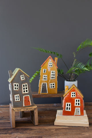 SET OF THREE CERAMIC HOUSES