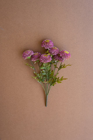 BUNDLE OF SEVEN  ARTIFICIAL ZINNIAS - PURPLE