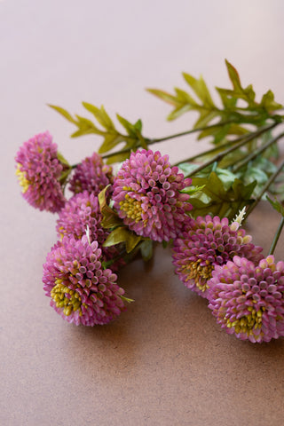 BUNDLE OF SEVEN  ARTIFICIAL ZINNIAS - PURPLE