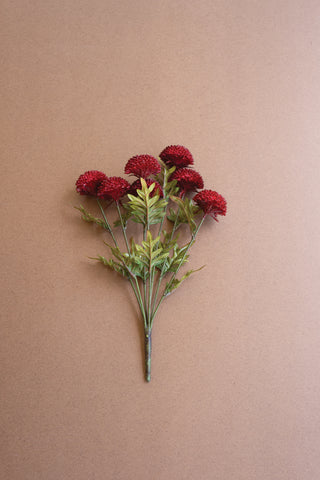 BUNDLE OF SEVEN  ARTIFICIAL ZINNIAS - RED