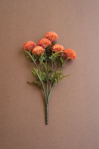 BUNDLE OF SEVEN  ARTIFICIAL ZINNIAS - ORANGE