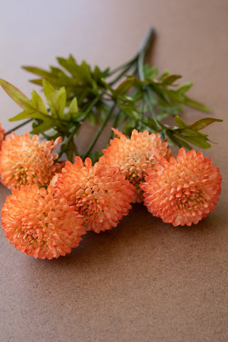 BUNDLE OF SEVEN  ARTIFICIAL ZINNIAS - ORANGE