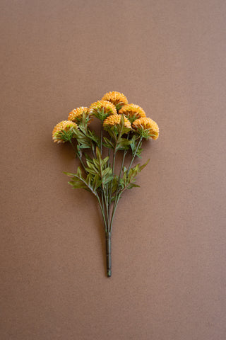 BUNDLE OF SEVEN  ARTIFICIAL ZINNIAS - YELLOW