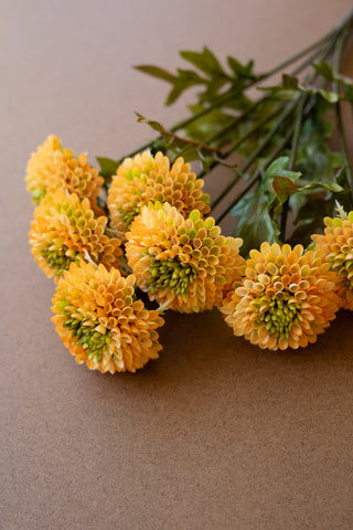 BUNDLE OF SEVEN  ARTIFICIAL ZINNIAS - YELLOW