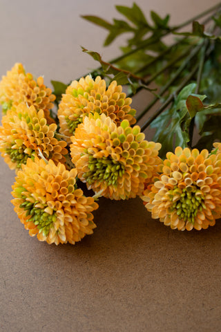 BUNDLE OF SEVEN  ARTIFICIAL ZINNIAS - YELLOW