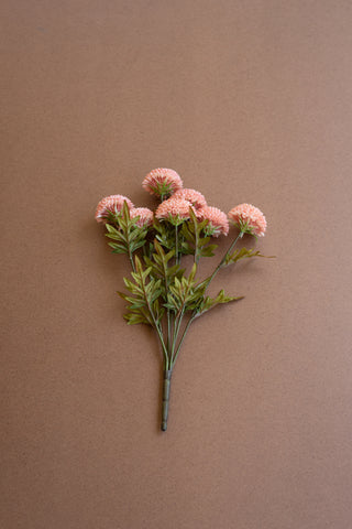 BUNDLE OF SEVEN  ARTIFICIAL ZINNIAS - LIGHT PINK