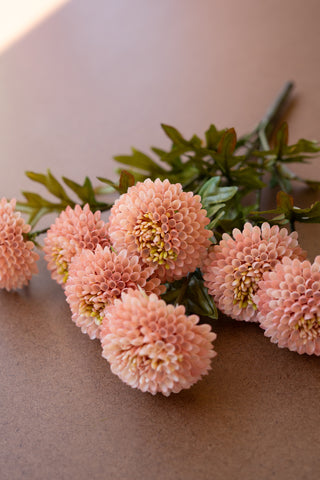 BUNDLE OF SEVEN  ARTIFICIAL ZINNIAS - LIGHT PINK