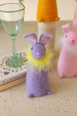 SET OF THREE FELT EASTER RABBIT BOTTLE TOPPERS