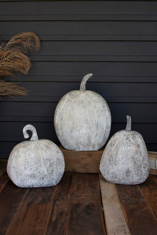 SET OF THREE RUSTIC METAL PUMPKINS