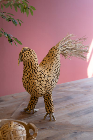 RECYCLED SPLICED WOOD AND TWIG ROOSTER