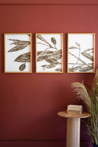 OLIVE BRANCH TRIPTYCH PRINTS UNDER GLASS