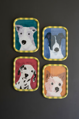 SET OF FOUR FRAMED DOG PRINTS UNDER GLASS