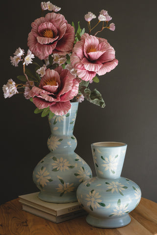 SET OF TWO FLORAL CERAMIC VASES