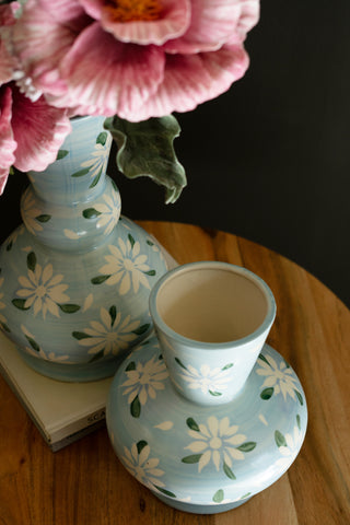 SET OF TWO FLORAL CERAMIC VASES