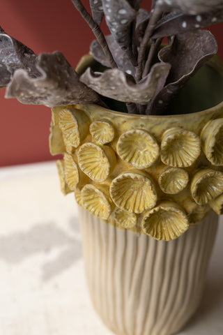 CERAMIC VASE WITH YELLOW FLOWER DETAIL - LARGE