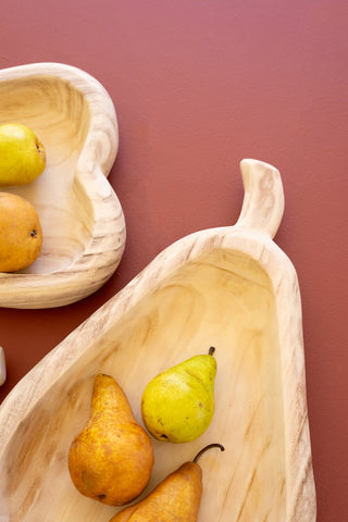 SET OF THREE PEAR-SHAPED CARVED WOOD BOWLS