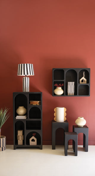 WOODEN WALL CUBBIE - BLACK