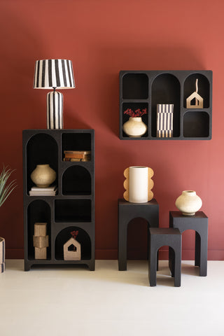 TALL WOODEN CUBBIE CABINET - BLACK