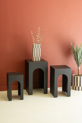 SET OF THREE WOODEN SIDE TABLES - BLACK