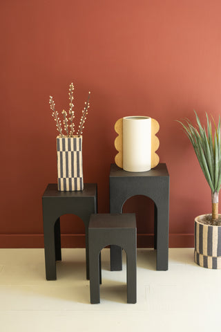 SET OF THREE WOODEN SIDE TABLES - BLACK