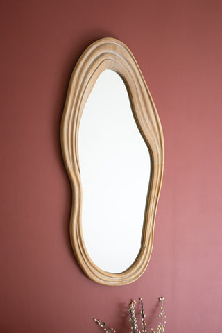 WAVY CARVED WOOD FRAMED MIRROR