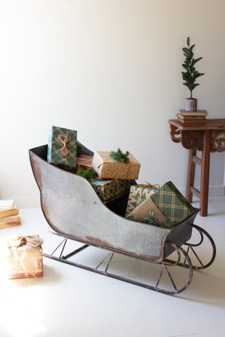 RUSTIC METAL CHRISTMAS SLED