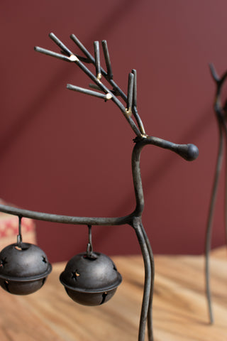 SET OF TWO WIRE REINDEER WITH BELLS