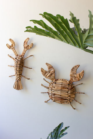 SET OF TWO SEAGRASS CRAB AND LOBSTER WALL HANGINGS