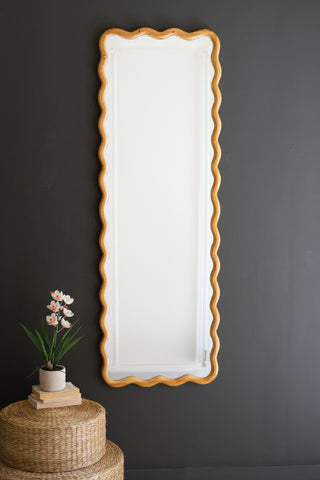 LARGE RECTANGLE SQUIGGLE WOOD FRAMED MIRROR