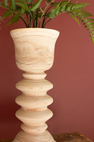 SET OF THREE TURNED WOOD TOWERS WITH CUPS