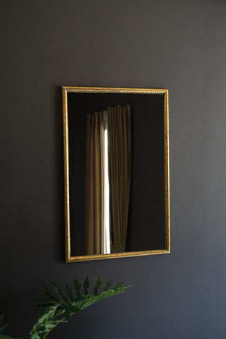 HAMMERED METAL FRAMED MIRROR WITH ANTIQUE BRASS FINISH