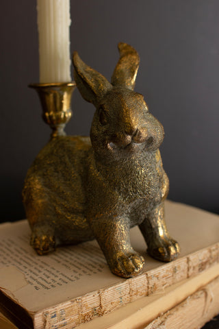 RESIN TAPER CANDLE HOLDER - RABBIT