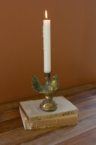 RESIN TAPER CANDLE HOLDER - DOVE