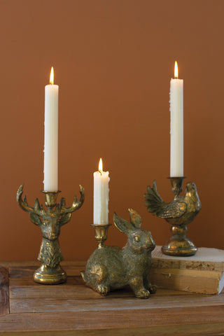 RESIN TAPER CANDLE HOLDER - DOVE