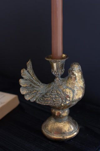 RESIN TAPER CANDLE HOLDER - DOVE