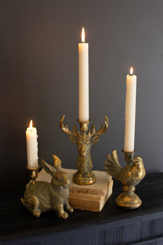 RESIN TAPER CANDLE HOLDER - DOVE