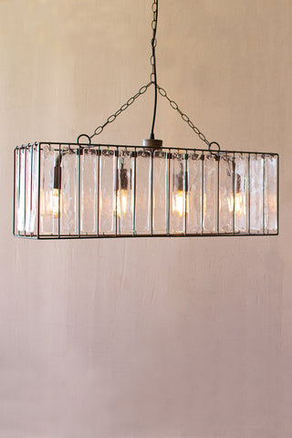 Metal Pendant Light with Glass Chimes