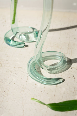 SET OF TWO RECYCLED GLASS SNAKE VASES