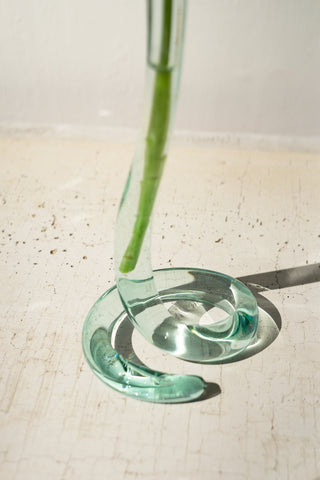 SET OF TWO RECYCLED GLASS SNAKE VASES