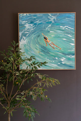 FRAMED ACRYLIC PAINTING - SWIMMER