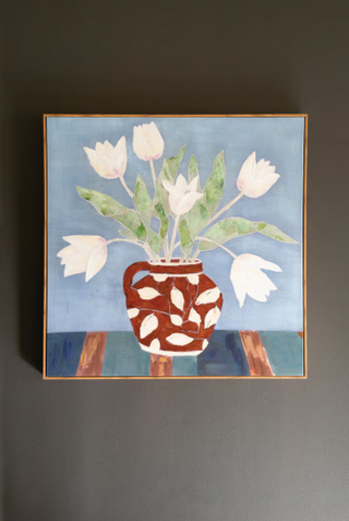 FRAMED ACRYLIC PAINTING - VASE WITH TULIPS