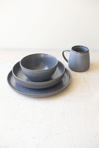 SET OF THREE STONEWASH CERAMIC DINNER & SALAD PLATE & BOWL