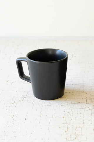 SET OF FOUR BLACK CERAMIC MUGS