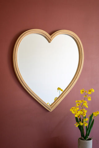 RATTAN FRAMED HEART MIRROR