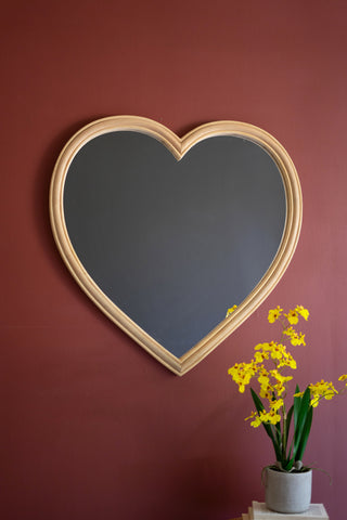 RATTAN FRAMED HEART MIRROR