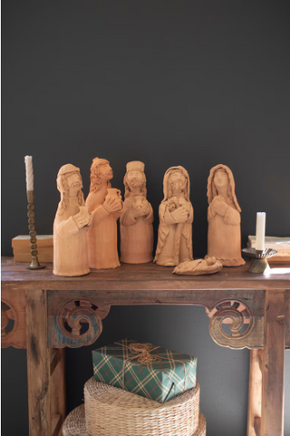 SET OF SIX TERRACOTTA NATIVITY SCULPTURE