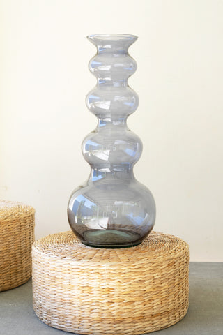 LARGE GLASS BUBBLE VASE -  SMOKE