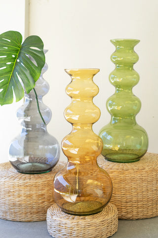 LARGE GLASS BUBBLE VASE -  SMOKE